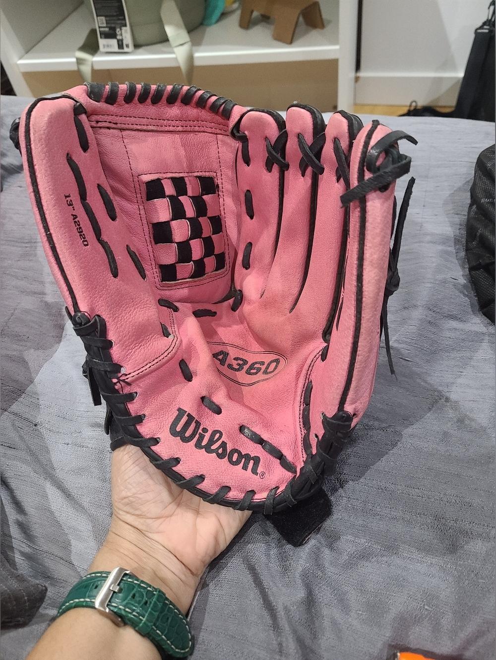 Wilson Pink Baseball Glove with Black Lacing